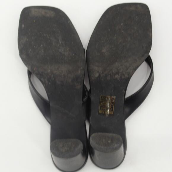 Cink Me Faux Vegan Leather Heeled Sandals Black Thong Size 39 US 6 - Picture 9 of 10